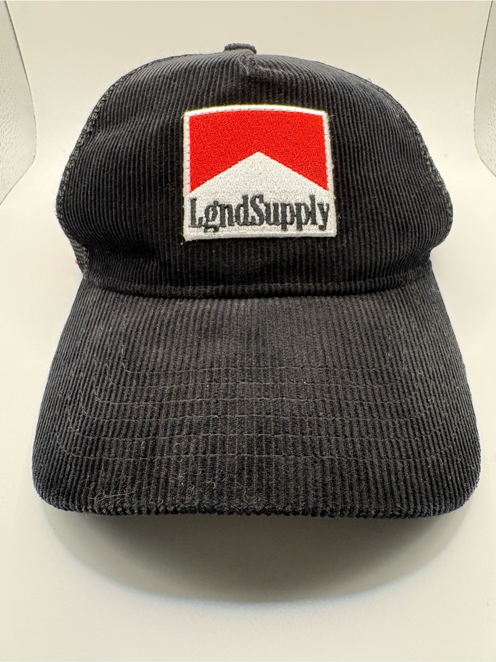 LGND Supply Co LandSupply Black Corduroy Mesh Trucker Snapback Hat